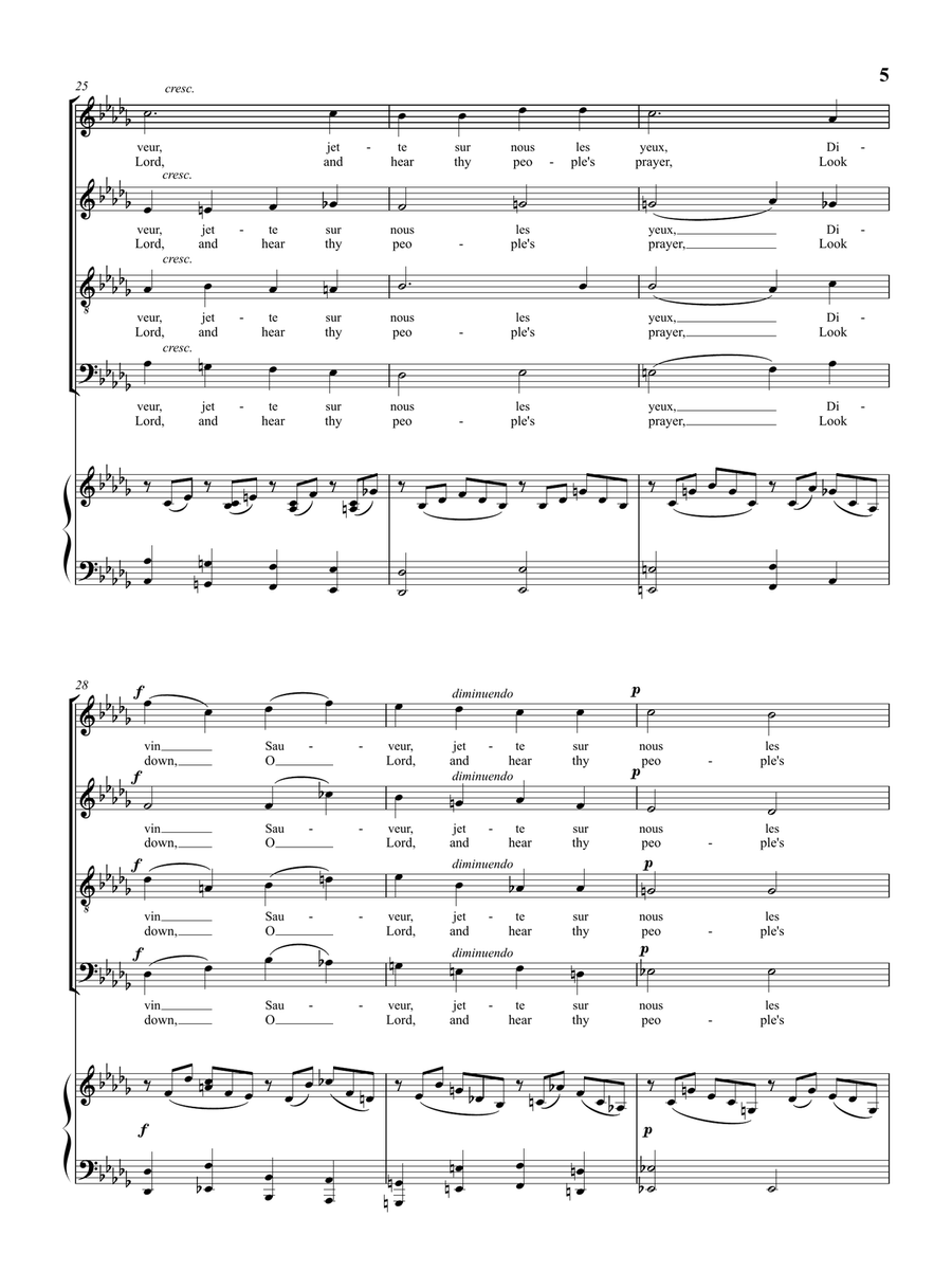 Cantique de Jean Racine (Canticle of Jean Racine) - for SATB Choir with French and English Texts 4-Part scores gallery preview page 6