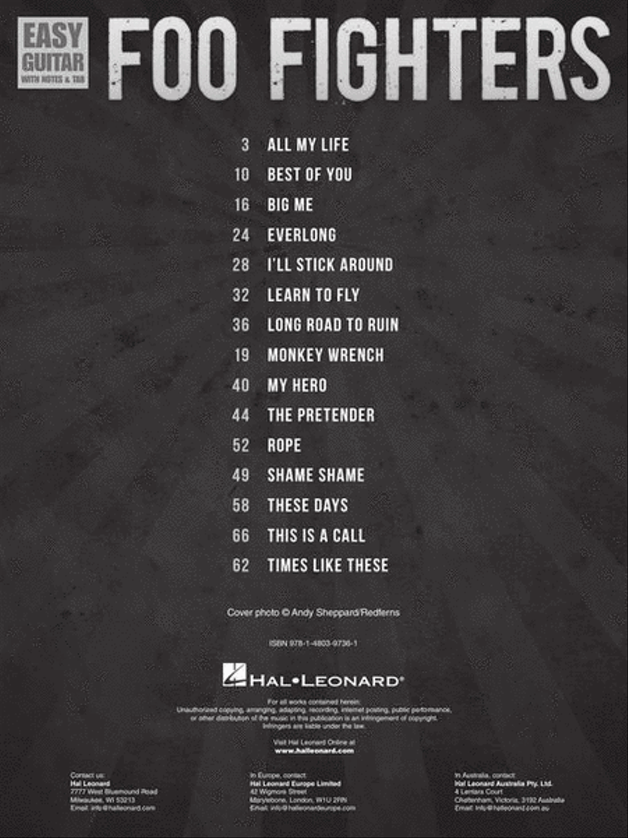 Foo Fighters – Easy Guitar with Tab Guitar Tablature scores gallery preview page 3