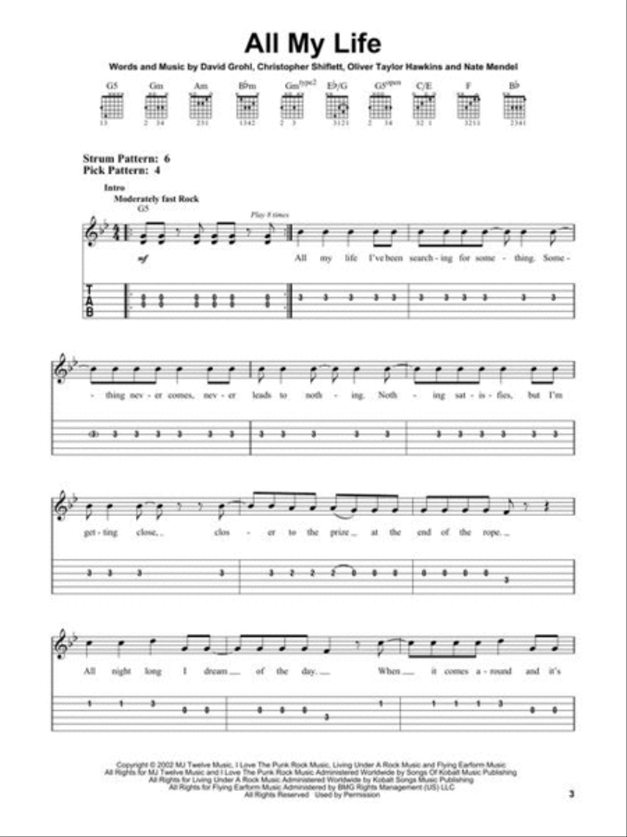 Foo Fighters – Easy Guitar with Tab Guitar Tablature scores gallery preview page 5
