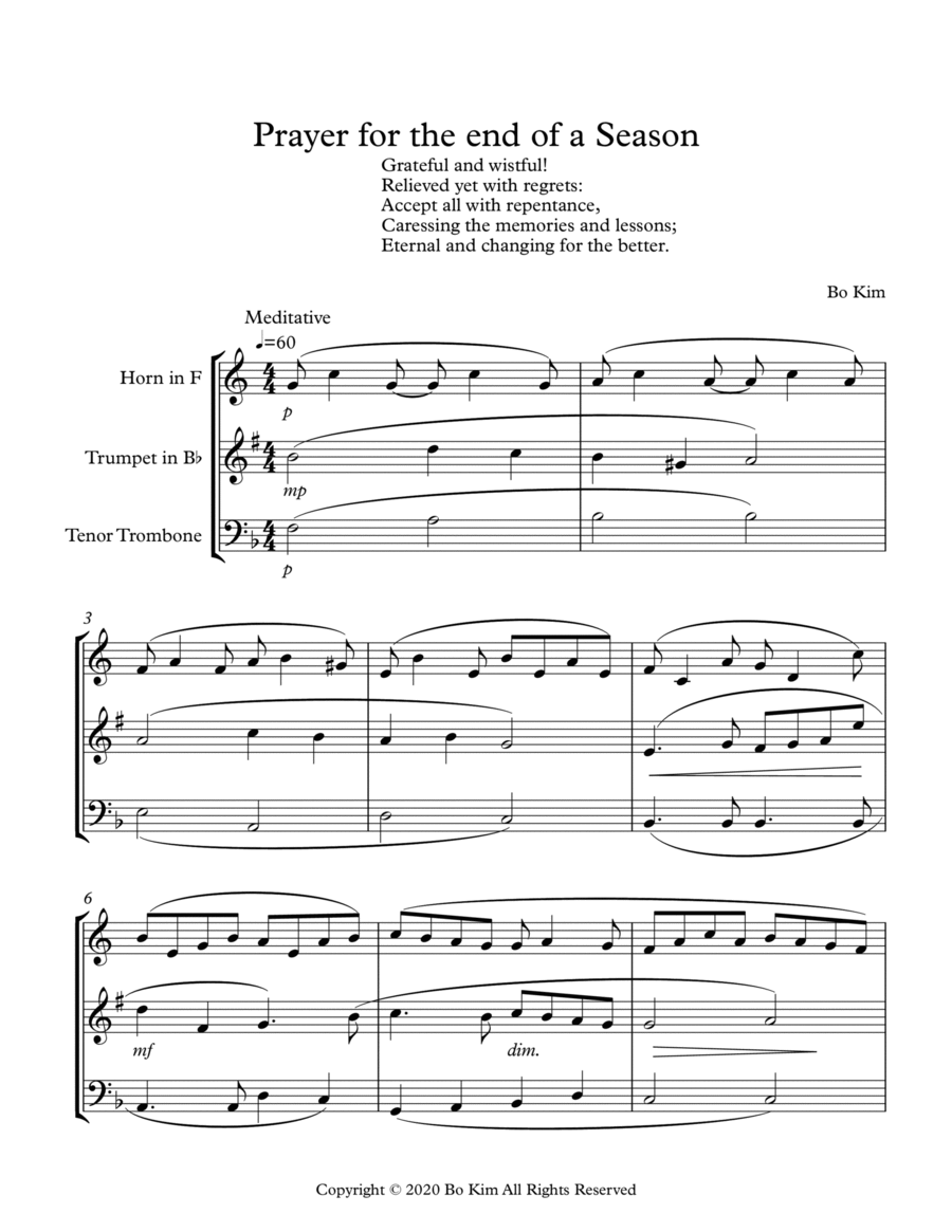 Prayer for an end of a Season Horn scores gallery preview page 1