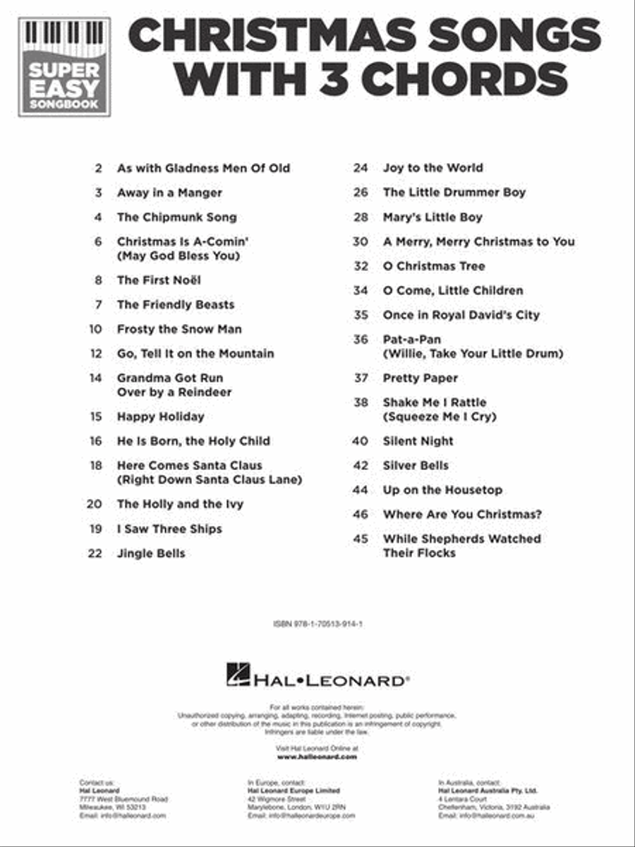 Christmas Songs with 3 Chords Easy Piano scores gallery preview page 3
