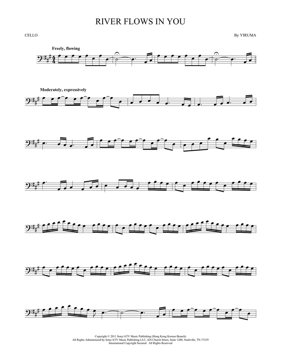 River Flows In You River Flows In You Cello Solo scores gallery preview page 1
