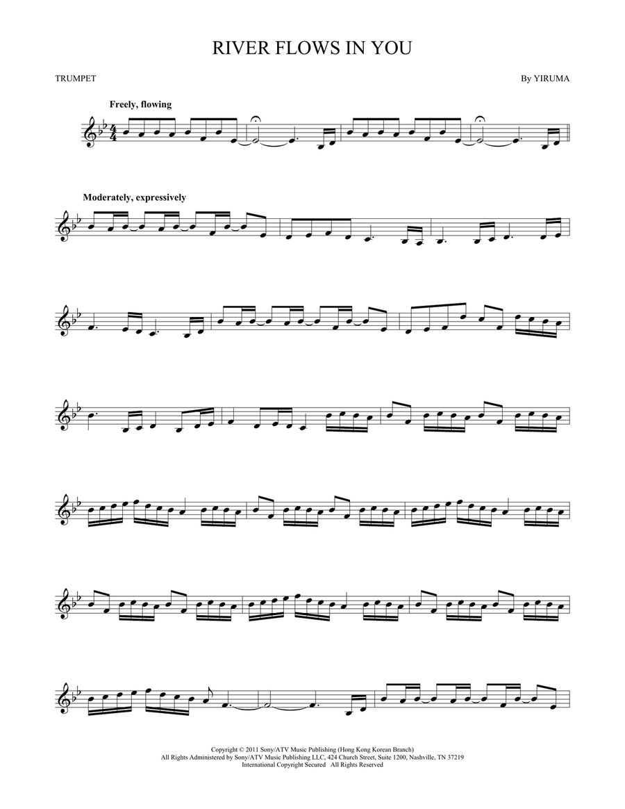 River Flows In You River Flows In You Trumpet Solo scores gallery preview page 1
