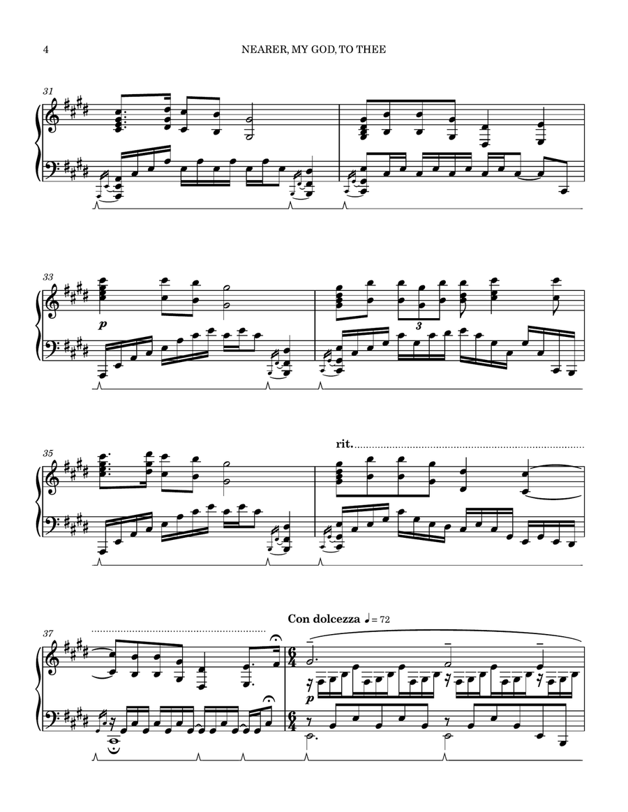 Nearer, My God, To Thee Nearer, My God, To Thee Piano Solo scores gallery preview page 4
