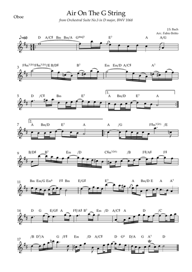 Air On The G String (J.S. Bach) for Oboe Solo with Chords