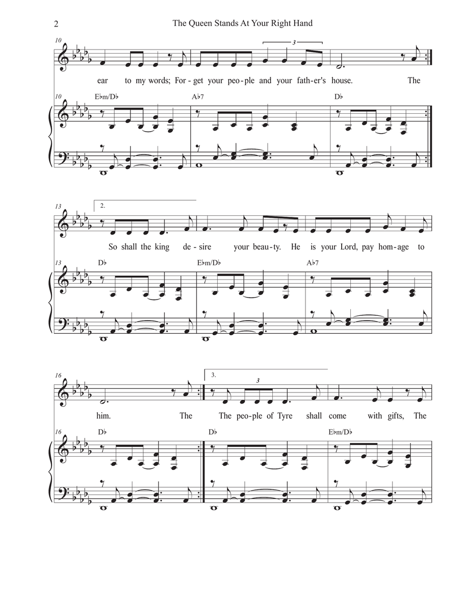 The Queen Stands At Your Right Hand (Unison choir) Unison Choir scores gallery preview page 2