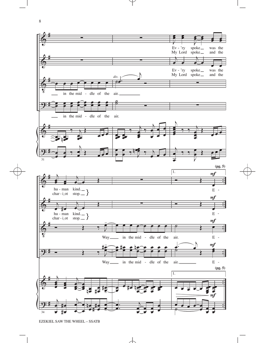Ezekiel Saw The Wheel (arr. Rollo Dilworth) 4-Part scores gallery preview page 6