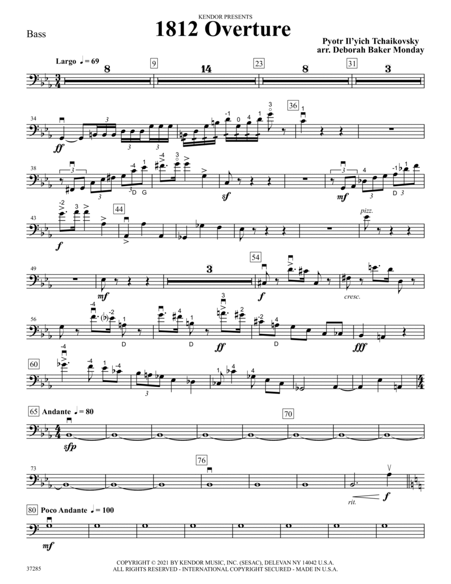 1812 Overture (arr. Deborah Baker Monday) - Bass String Orchestra scores gallery preview page 1