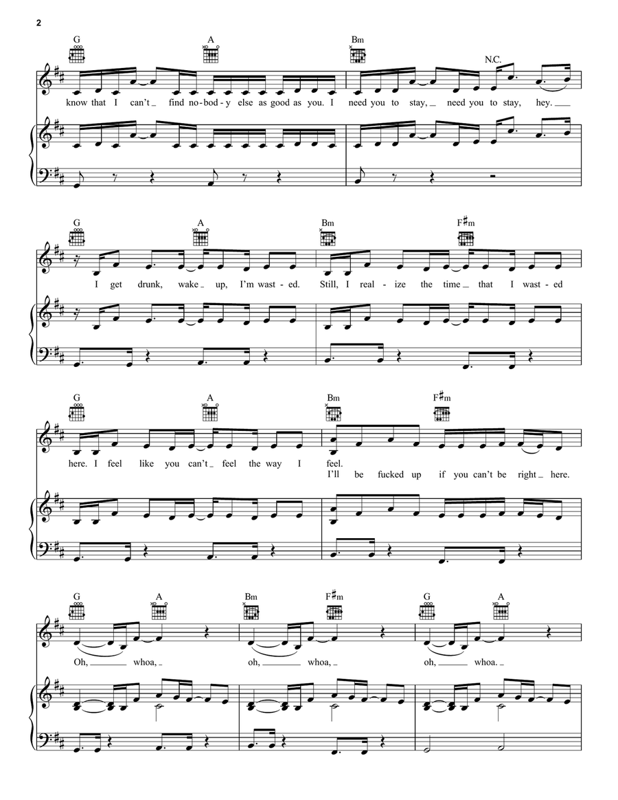 Stay (feat. Justin Bieber) Piano, Vocal, Guitar scores gallery preview page 2