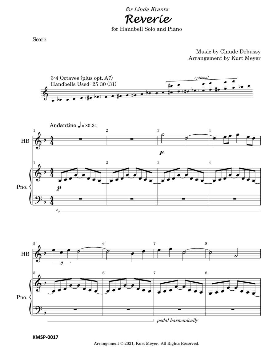 Reverie (HANDBELL SOLO WITH PIANO) Handbell Choir scores gallery preview page 2