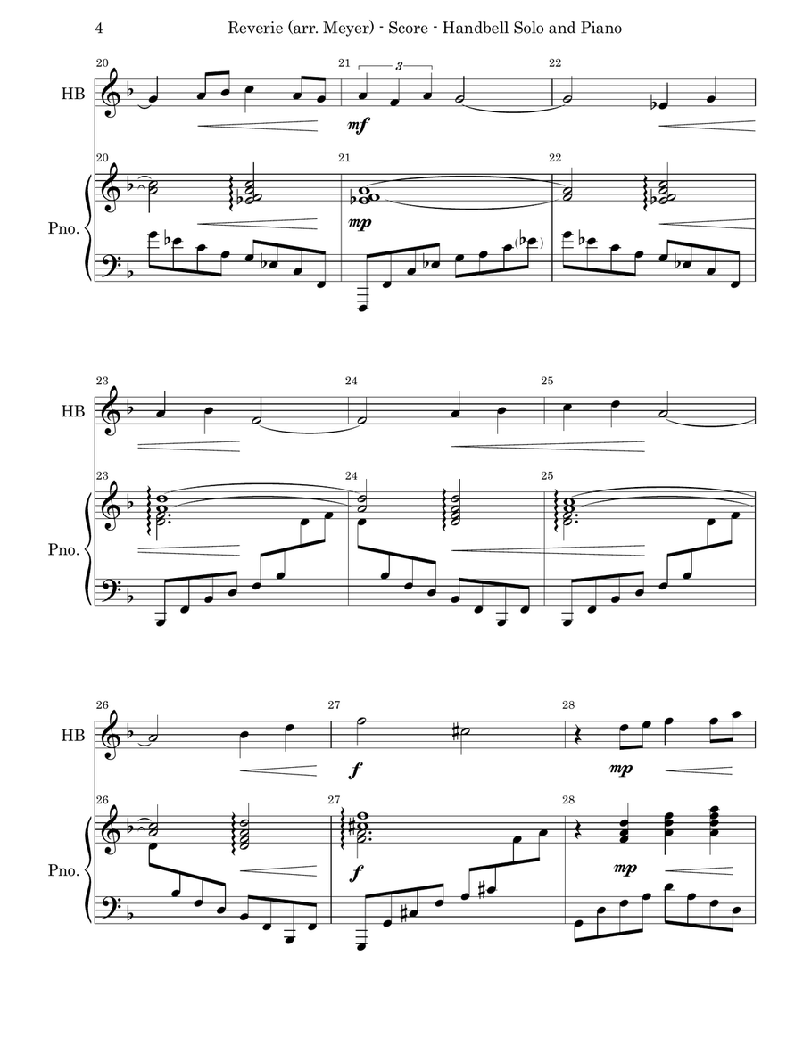 Reverie (HANDBELL SOLO WITH PIANO) Handbell Choir scores gallery preview page 4