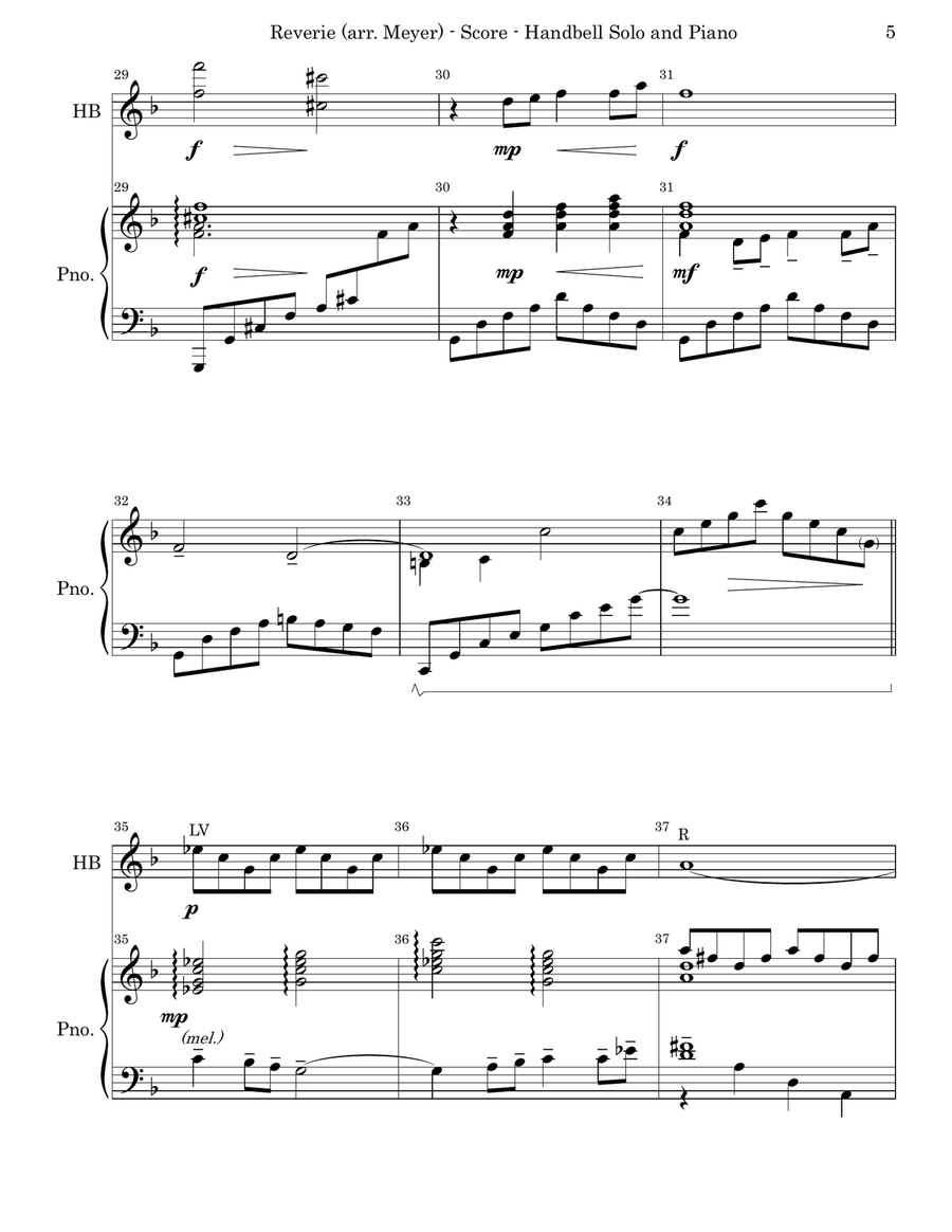 Reverie (HANDBELL SOLO WITH PIANO) Handbell Choir scores gallery preview page 5