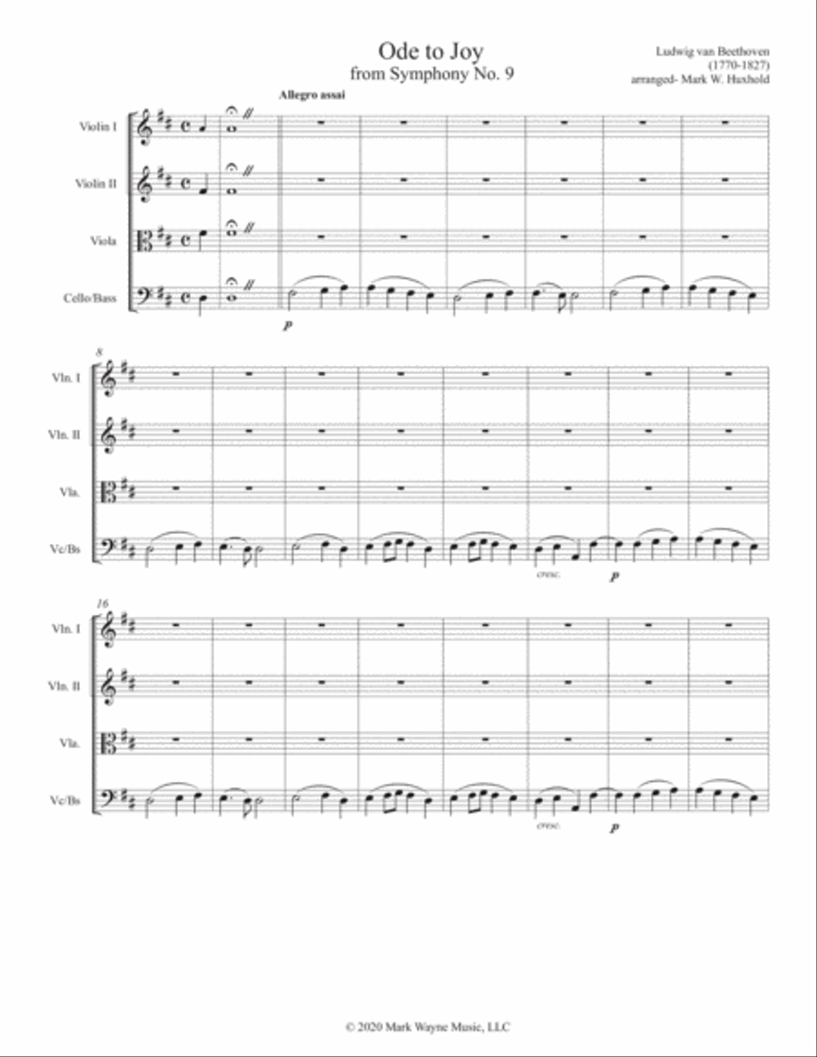 Ode to Joy from Symphony No. 9 String Orchestra scores gallery preview page 2