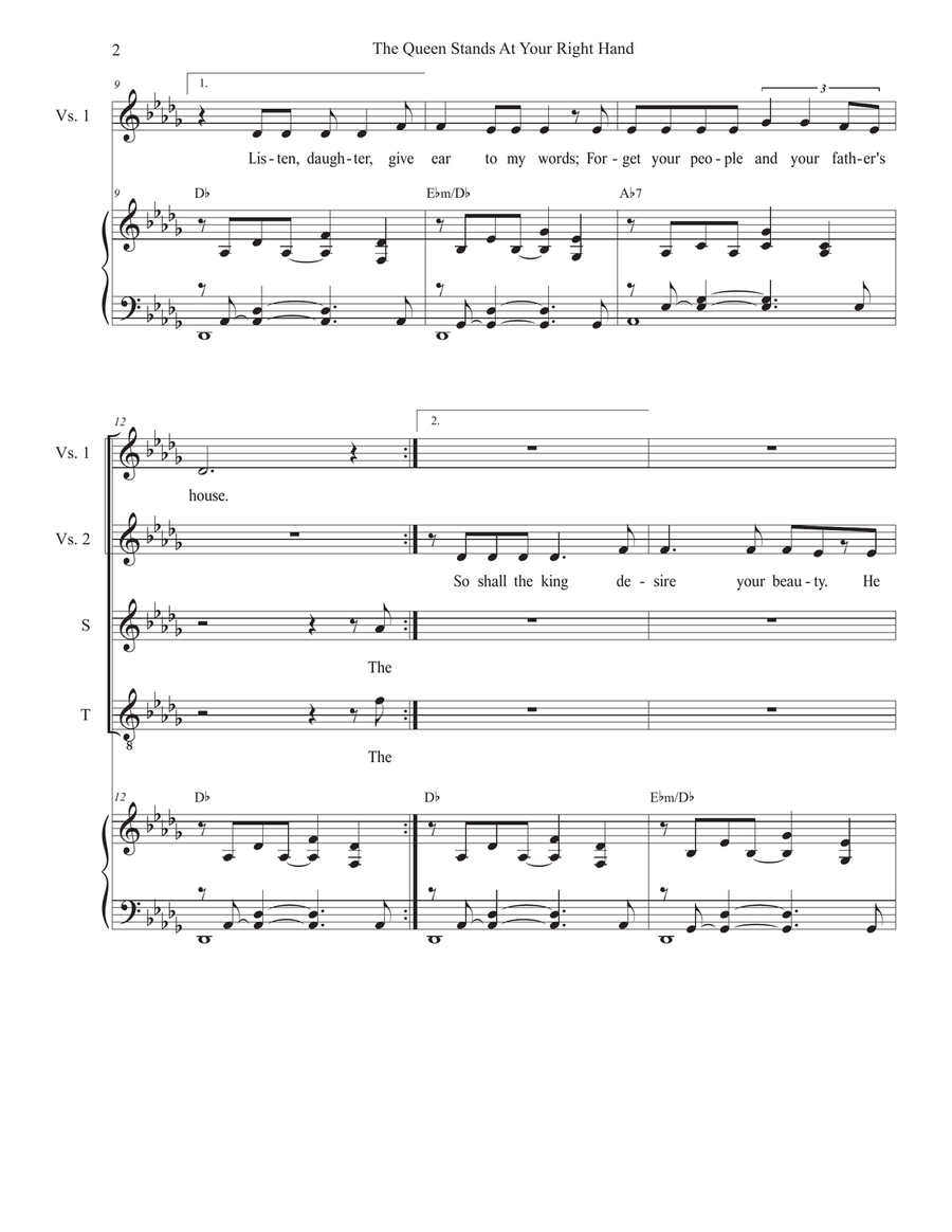 The Queen Stands At Your Right Hand (Duet for Soprano and Tenor solo) Tenor Voice scores gallery preview page 2