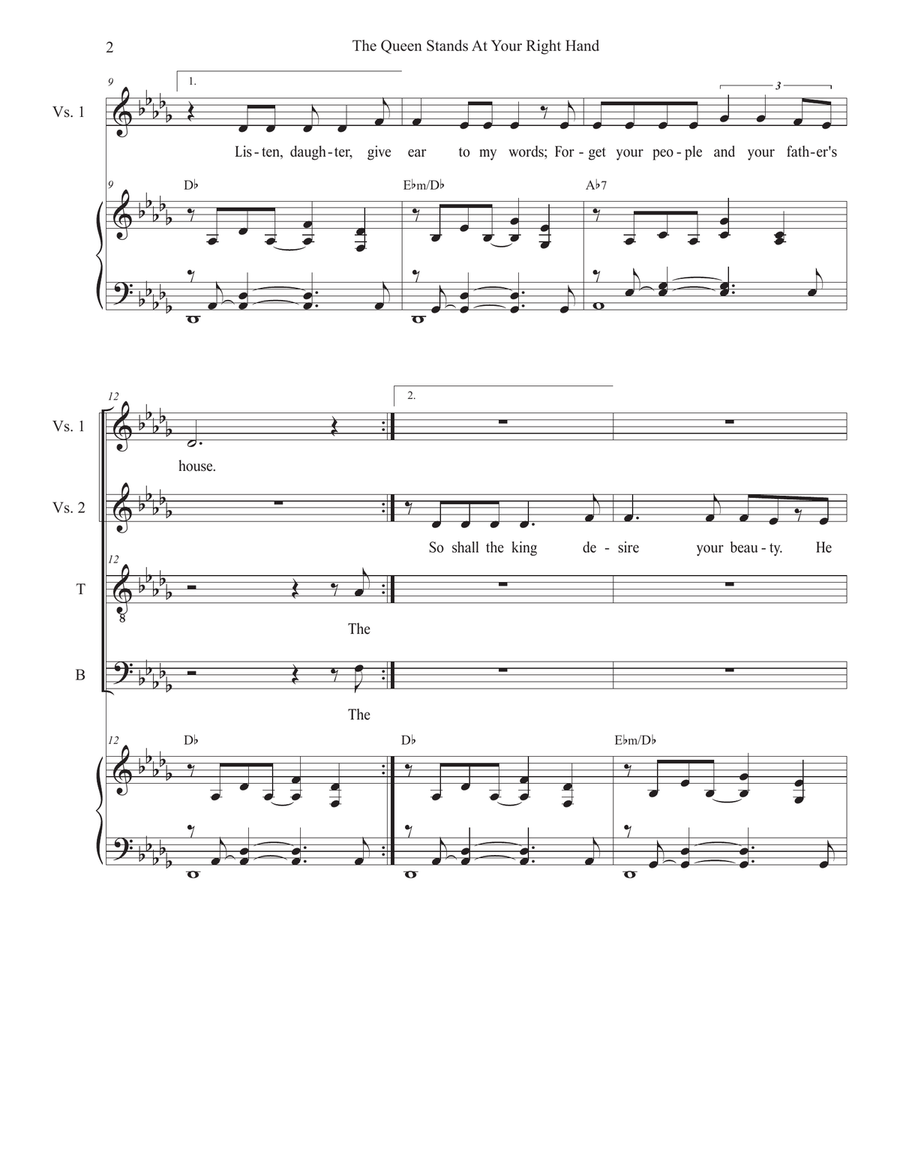The Queen Stands At Your Right Hand (Duet for Tenor and Bass solo) Tenor Voice scores gallery preview page 2