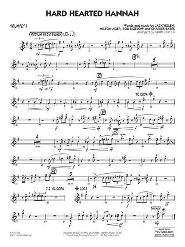 Hard Hearted Hannah (The Vamp of Savannah) (arr. Mark Taylor) - Trumpet 1