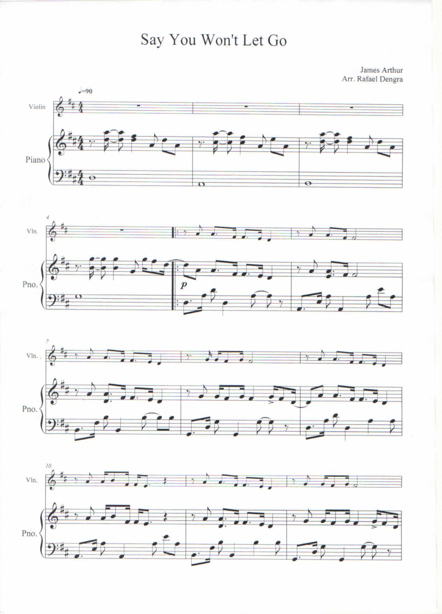 Say You Won't Let Go Violin Solo scores gallery preview page 1