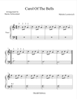 Carol Of The Bells (BIG NOTE VERSION WITH FINGERING)