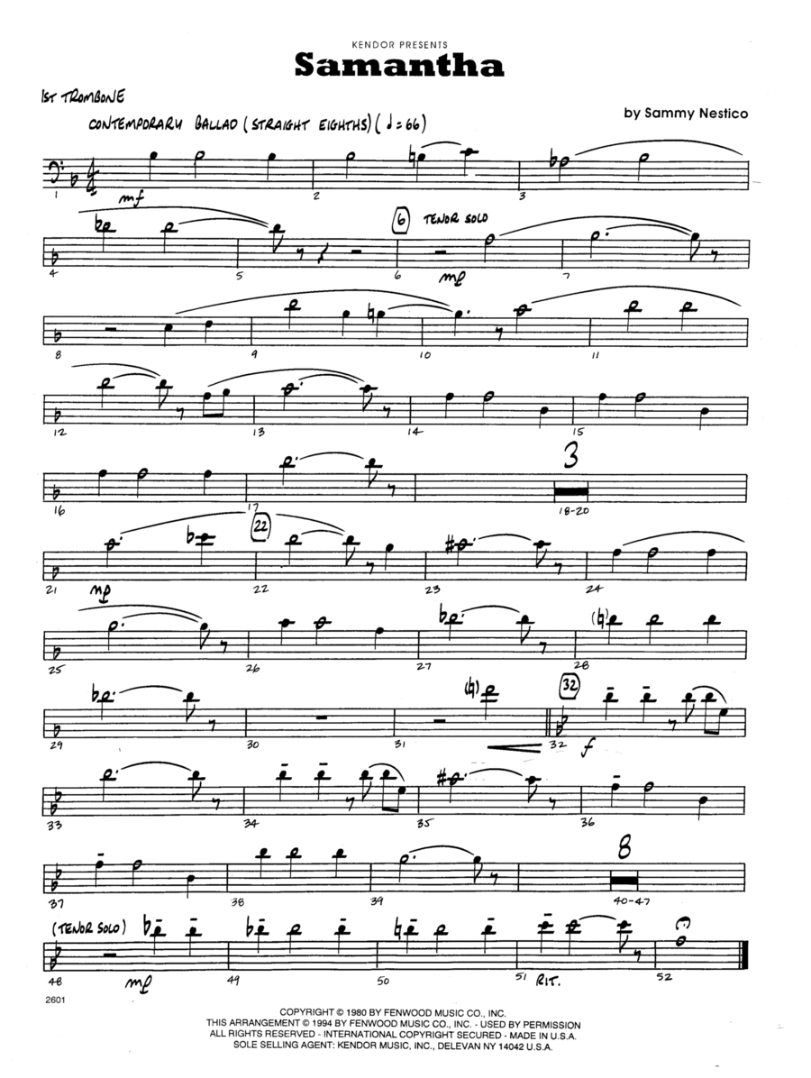 Samantha - 1st Trombone Jazz Ensemble scores gallery preview page 1