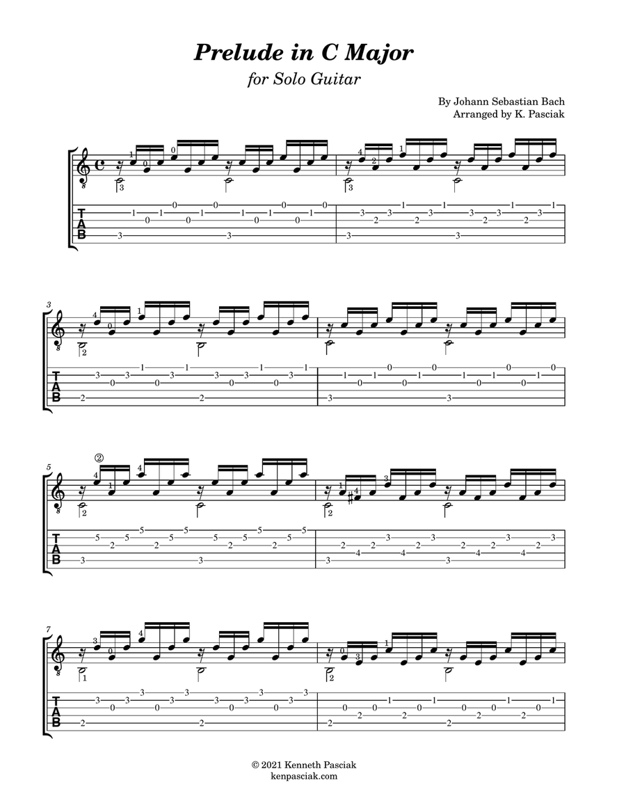 Prelude in C Major (BWV 846) (for Solo Guitar) Chamber Music scores gallery preview page 3