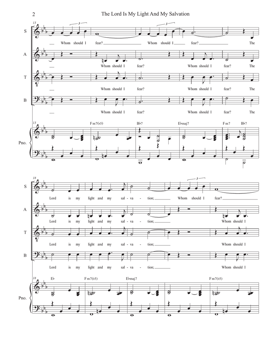 The Lord Is My Light And My Salvation (Vocal Quartet - (SATB) 4-Part scores gallery preview page 2