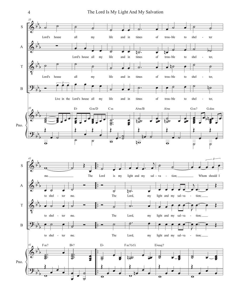 The Lord Is My Light And My Salvation (Vocal Quartet - (SATB) 4-Part scores gallery preview page 4