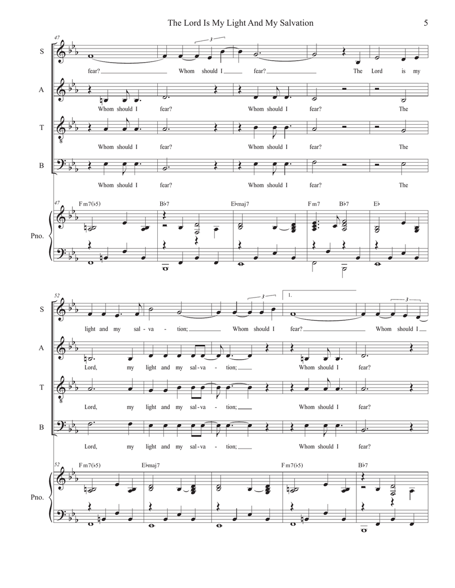 The Lord Is My Light And My Salvation (Vocal Quartet - (SATB) 4-Part scores gallery preview page 5