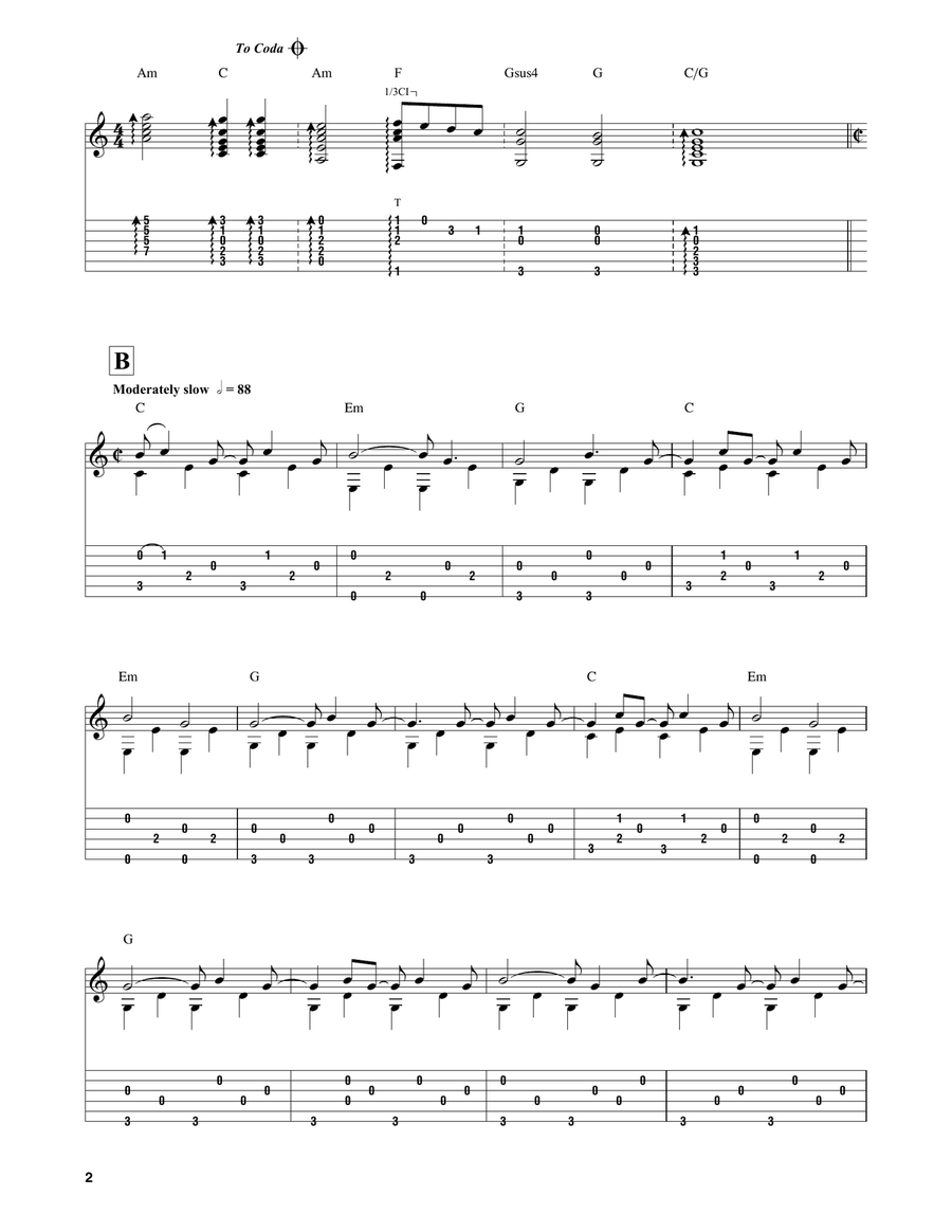 Lo How A Rose E'er Blooming Guitar Tablature scores gallery preview page 2