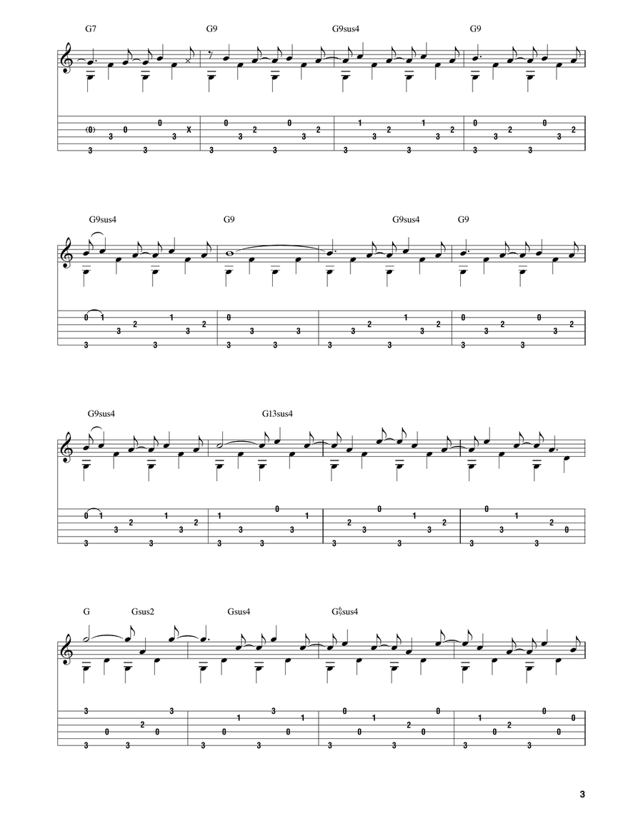 Lo How A Rose E'er Blooming Guitar Tablature scores gallery preview page 3