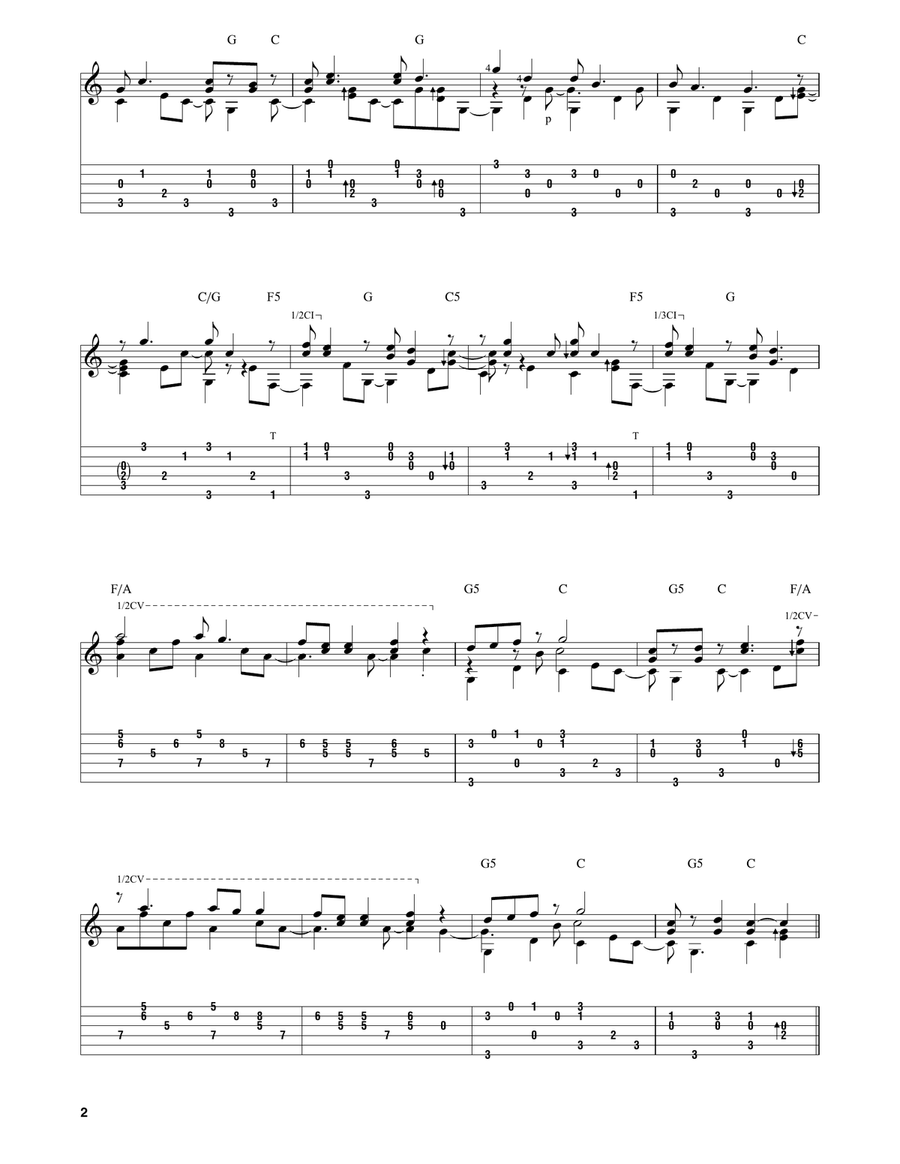 Hark, The Herald Angels Sing / O Come All Ye Faithful - Medley Guitar Tablature scores gallery preview page 2
