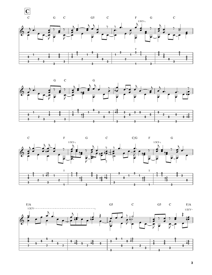 Hark, The Herald Angels Sing / O Come All Ye Faithful - Medley Guitar Tablature scores gallery preview page 3