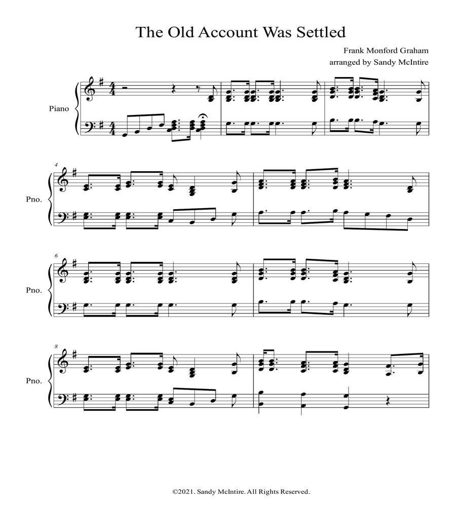 The Old Account Was Settled Long Ago Piano Solo scores gallery preview page 2
