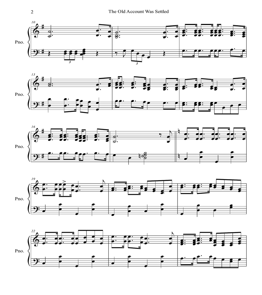 The Old Account Was Settled Long Ago Piano Solo scores gallery preview page 3