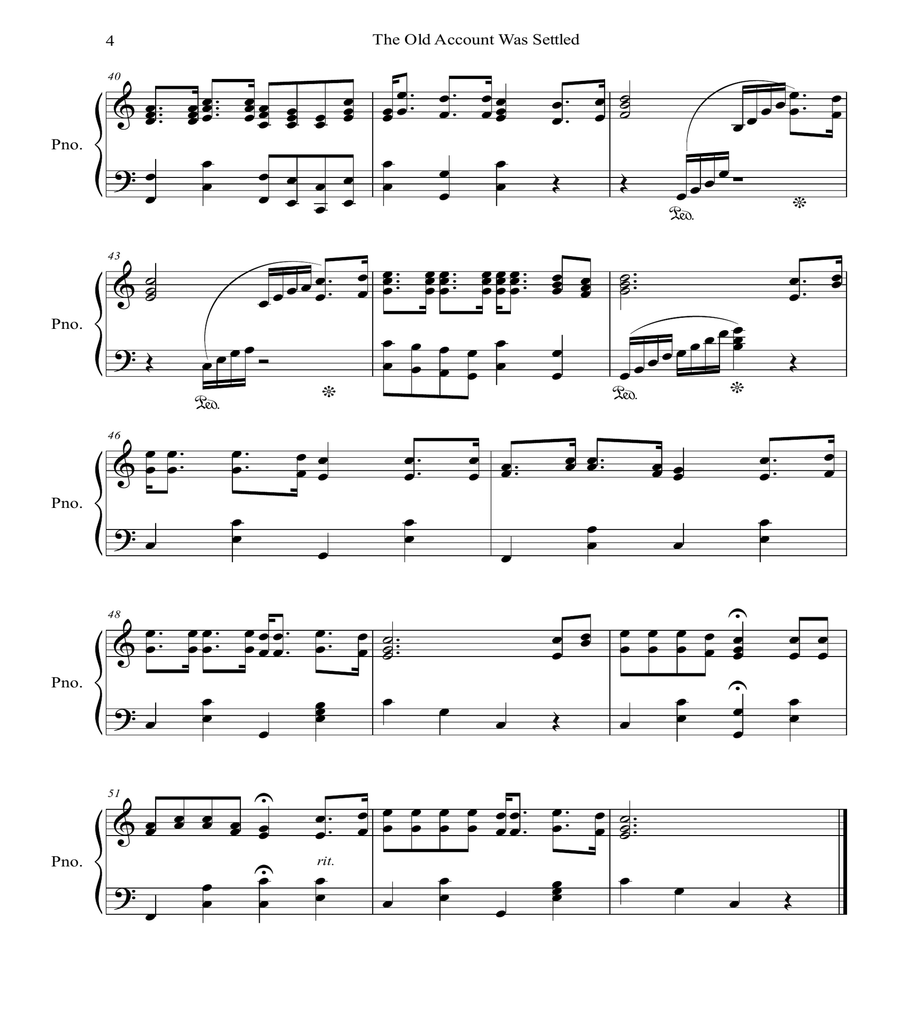 The Old Account Was Settled Long Ago Piano Solo scores gallery preview page 5