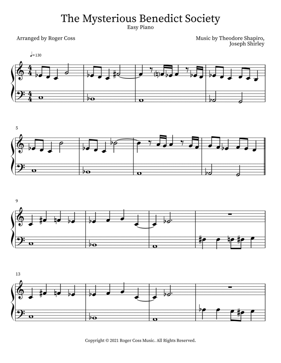 The Mysterious Benedict Society Easy Piano scores gallery preview page 1