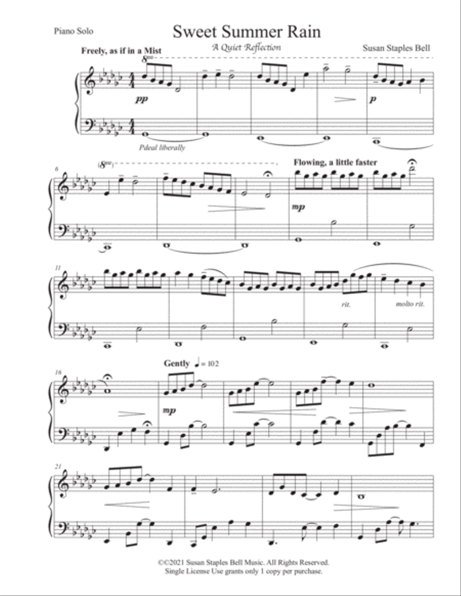 Sweet Summer Rain, a Quiet Reflection Piano Solo scores gallery preview page 2