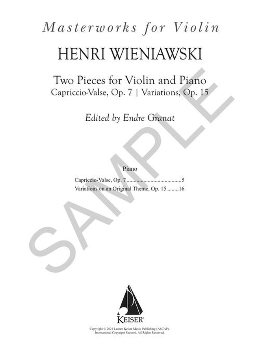 Two Pieces – Capriccio-Valse, Op. 7 & Variations, Op. 15 Violin Solo scores gallery preview page 2