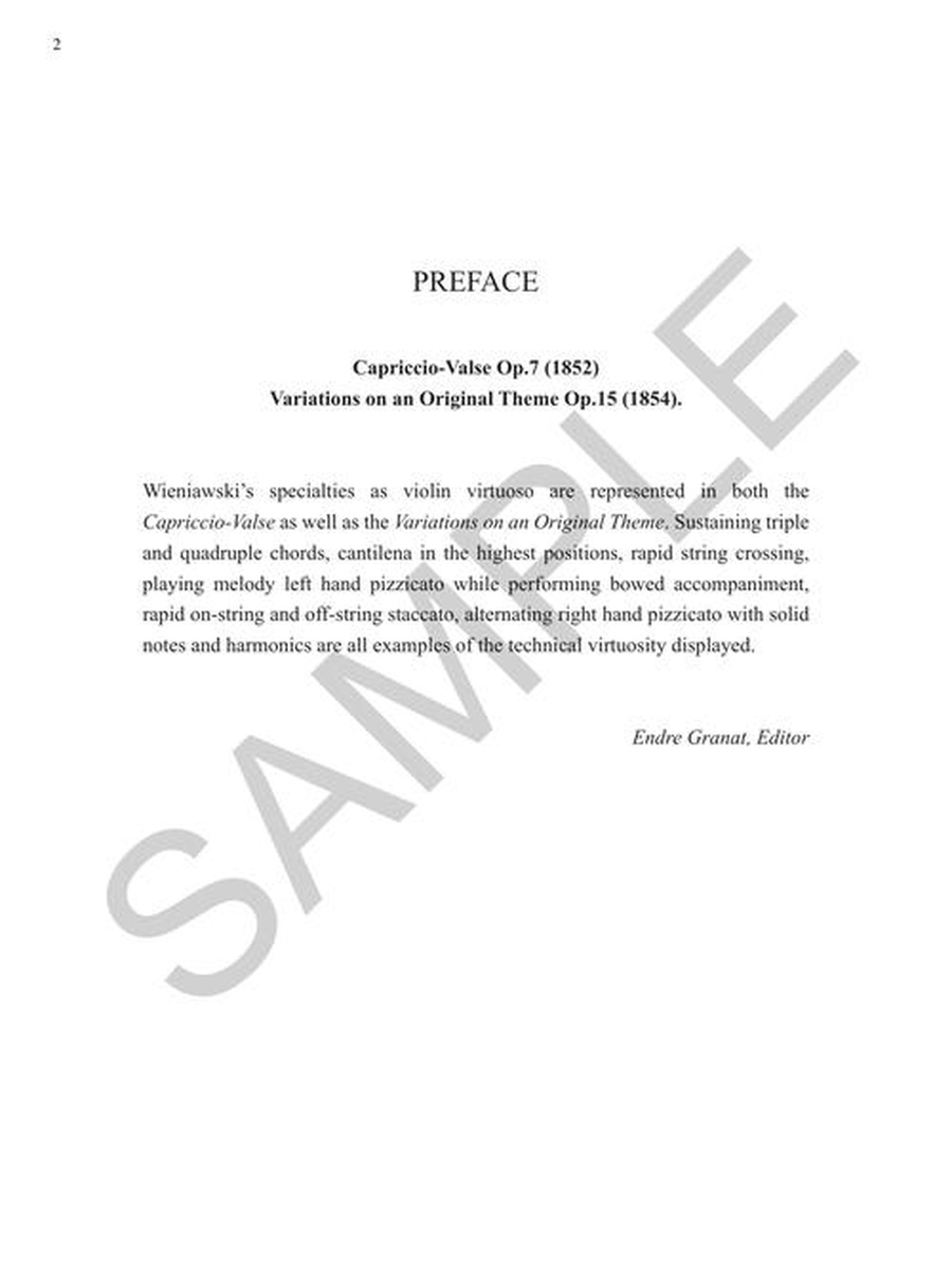 Two Pieces – Capriccio-Valse, Op. 7 & Variations, Op. 15 Violin Solo scores gallery preview page 3