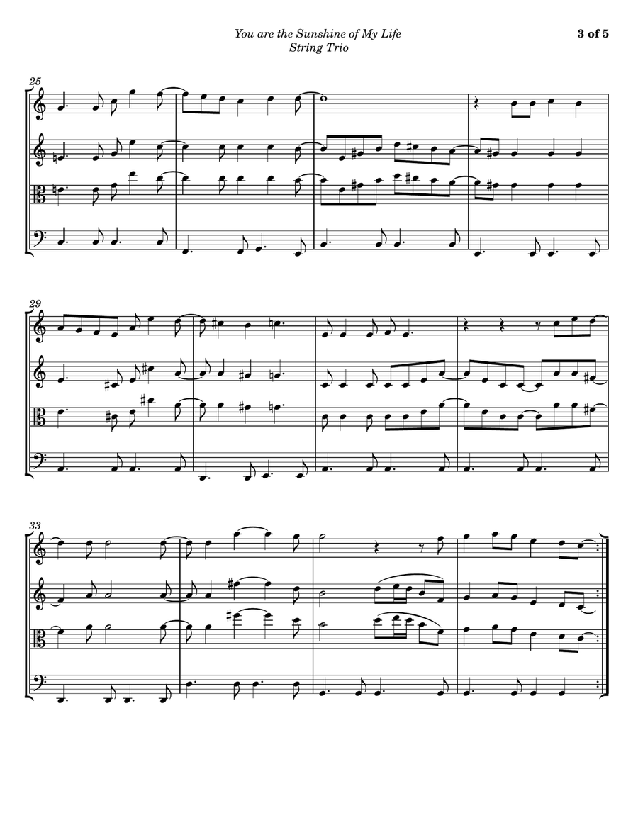 You Are The Sunshine Of My Life String Trio scores gallery preview page 3