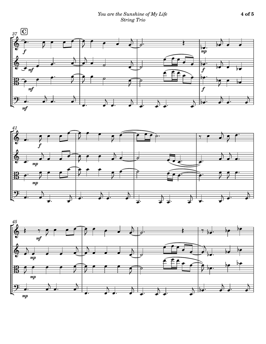 You Are The Sunshine Of My Life String Trio scores gallery preview page 4