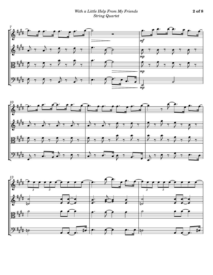 With A Little Help From My Friends String Quartet scores gallery preview page 2