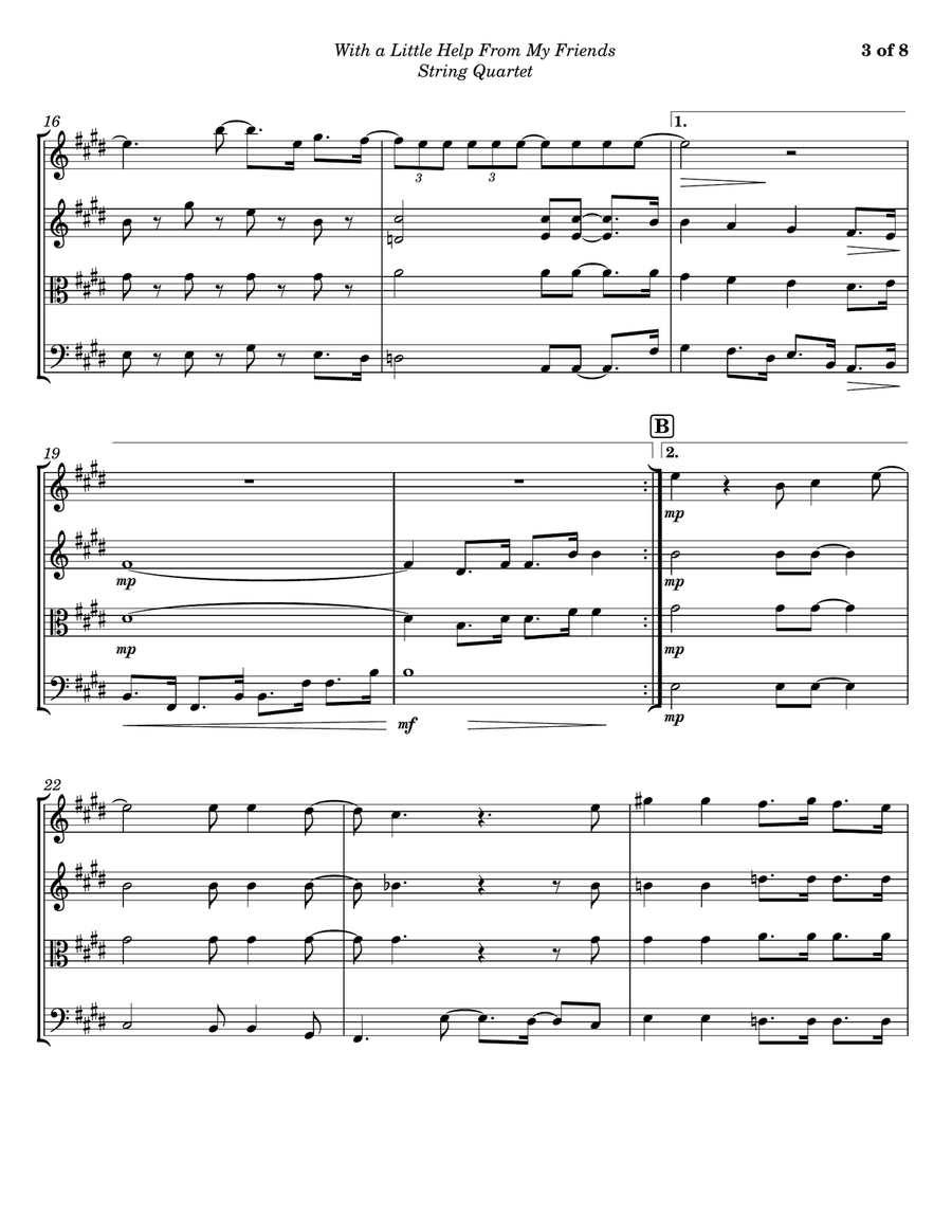 With A Little Help From My Friends String Quartet scores gallery preview page 3