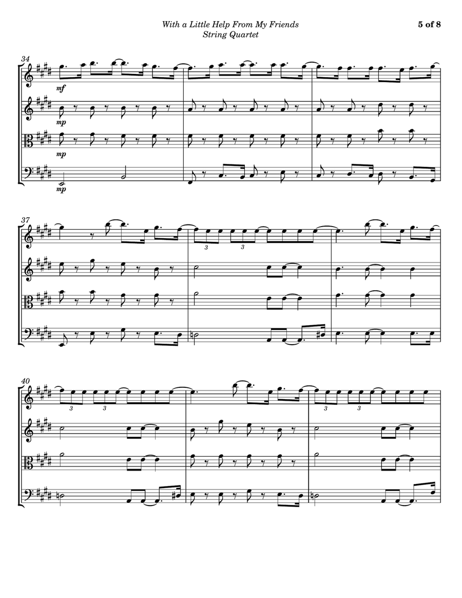 With A Little Help From My Friends String Quartet scores gallery preview page 5