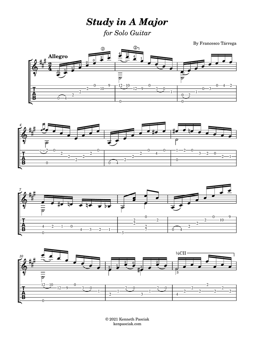 Study in A Major (for Solo Guitar) Study in A Major (for Solo Guitar) Chamber Music scores gallery preview page 3