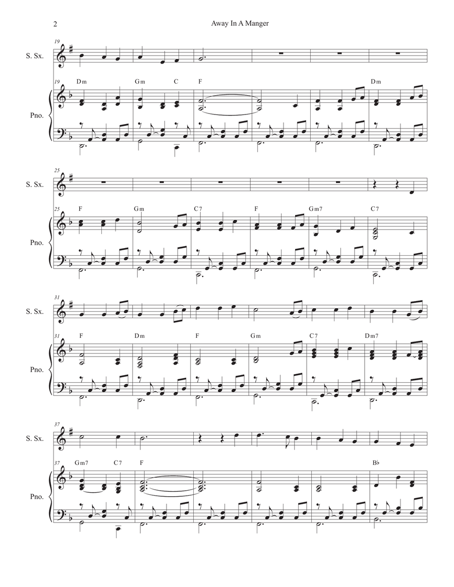 Away In A Manger (Soprano Saxophone and Piano) Soprano Saxophone scores gallery preview page 2