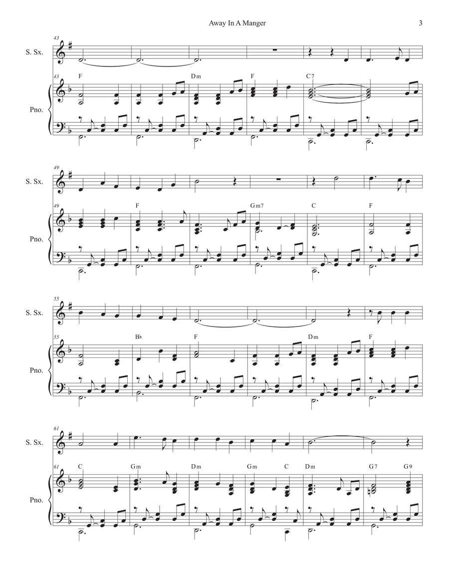 Away In A Manger (Soprano Saxophone and Piano) Soprano Saxophone scores gallery preview page 3