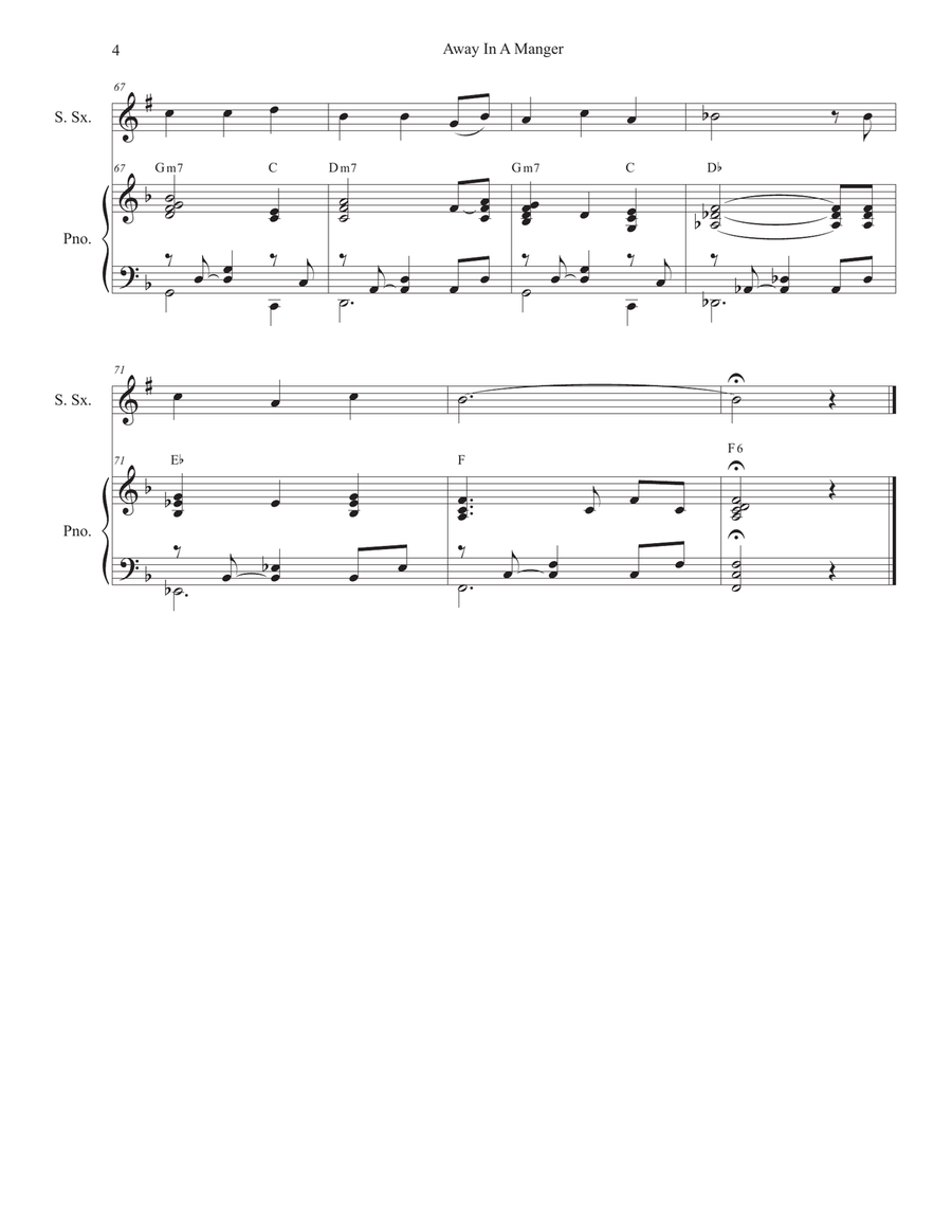 Away In A Manger (Soprano Saxophone and Piano) Soprano Saxophone scores gallery preview page 4