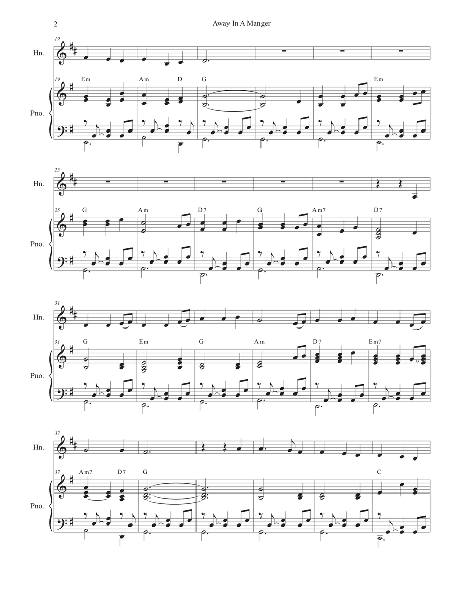 Away In A Manger (French Horn solo and Piano) Piano scores gallery preview page 2
