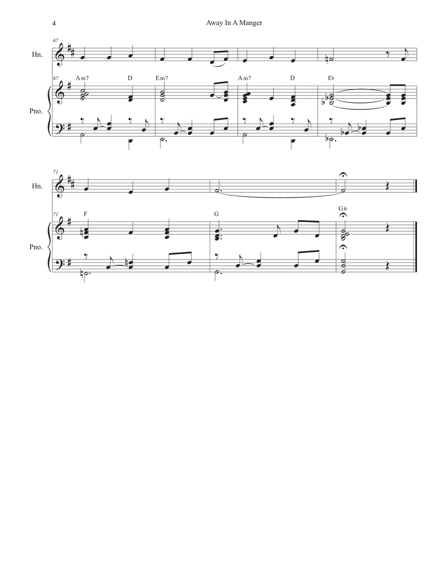 Away In A Manger (French Horn solo and Piano) Piano scores gallery preview page 4