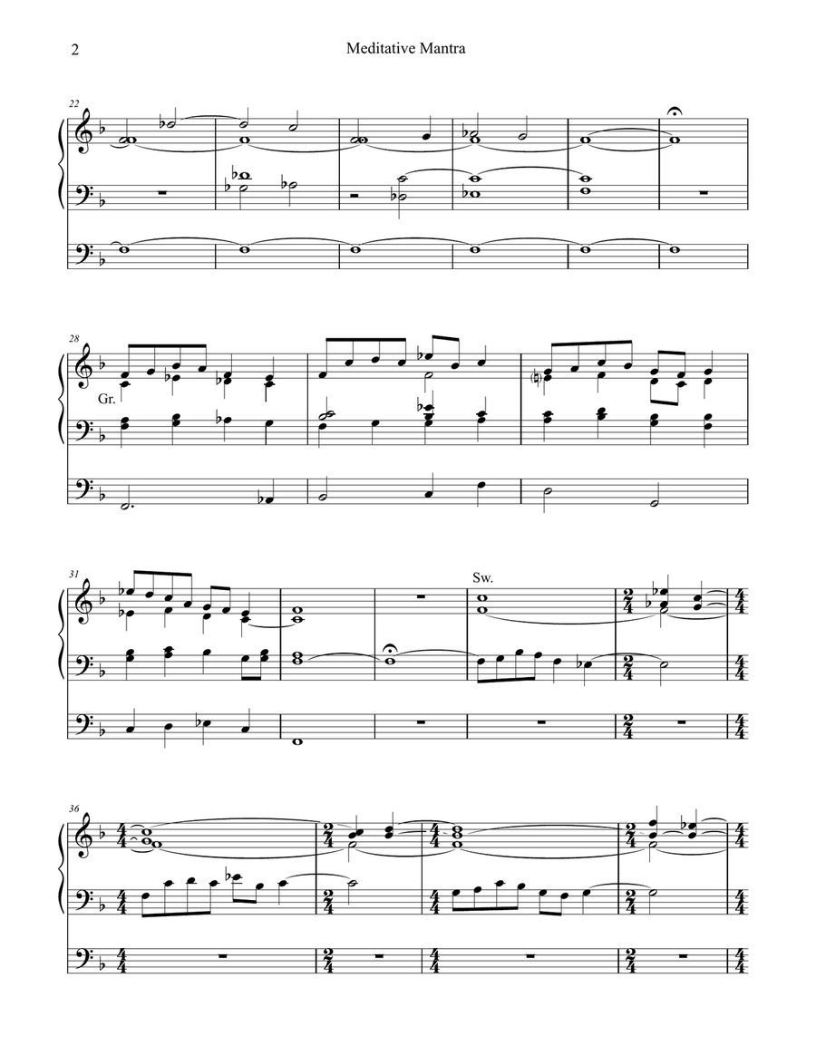 Meditative Mantra, organ work by Phil Lehenbauer Organ Solo scores gallery preview page 3